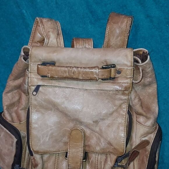 Vintage Leather Backpack Made in Columbia